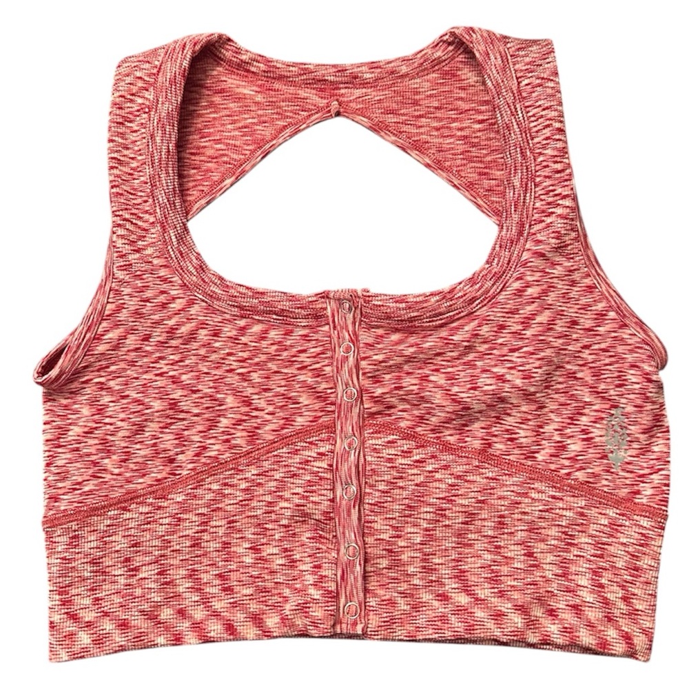 NWOT FREE PEOPLE FP MOVEMENT RED CROPPED BUTTON UP TOP - Picture 5 of 10